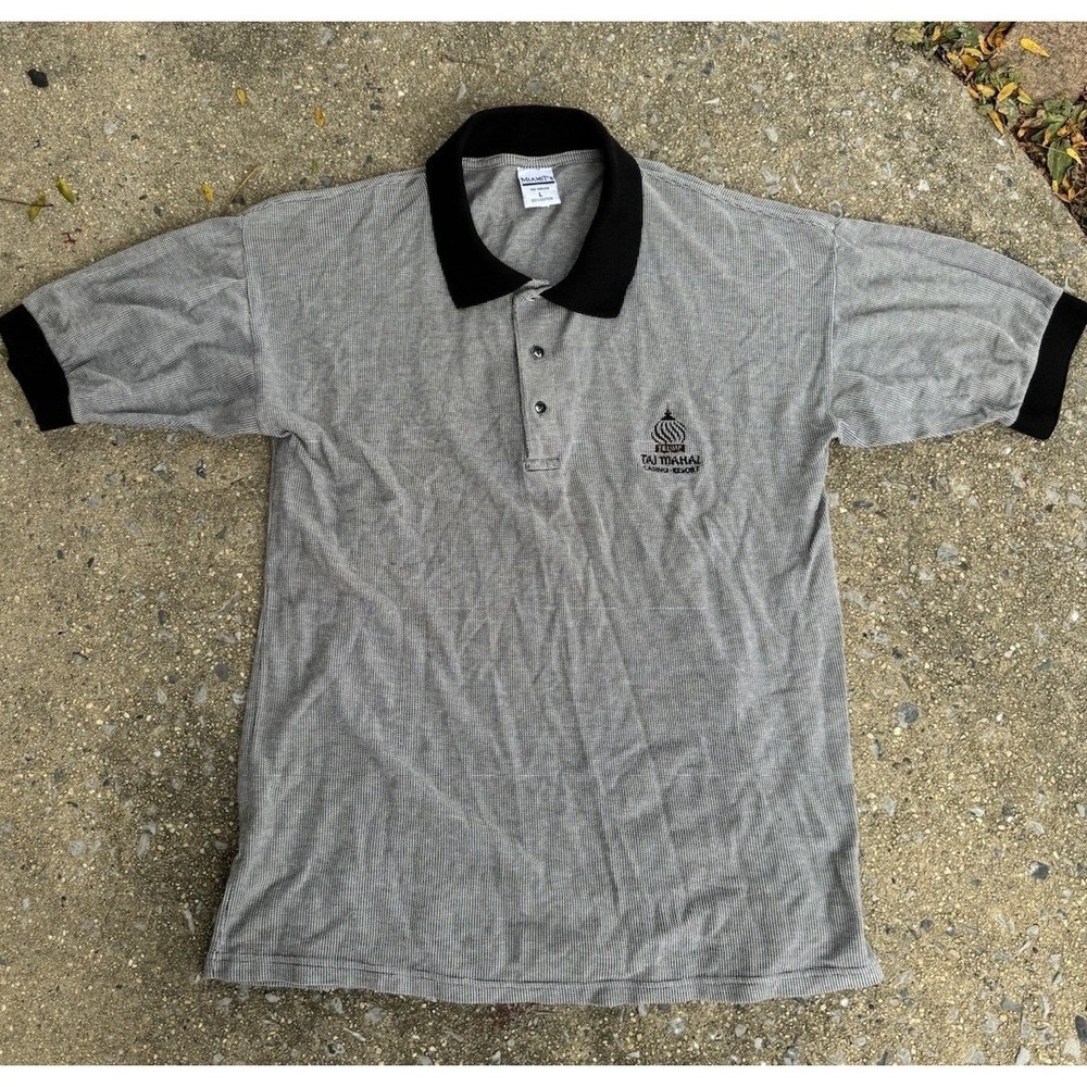 Mens Black And White LARGE Trump Taj Mahal Casino Golf Polo Shirt  Vintage